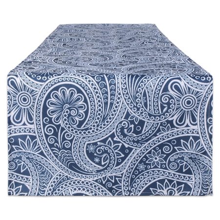 DESIGN IMPORTS 14 x 72 in. Blue Paisley Print Outdoor Table Runner CAMZ11647